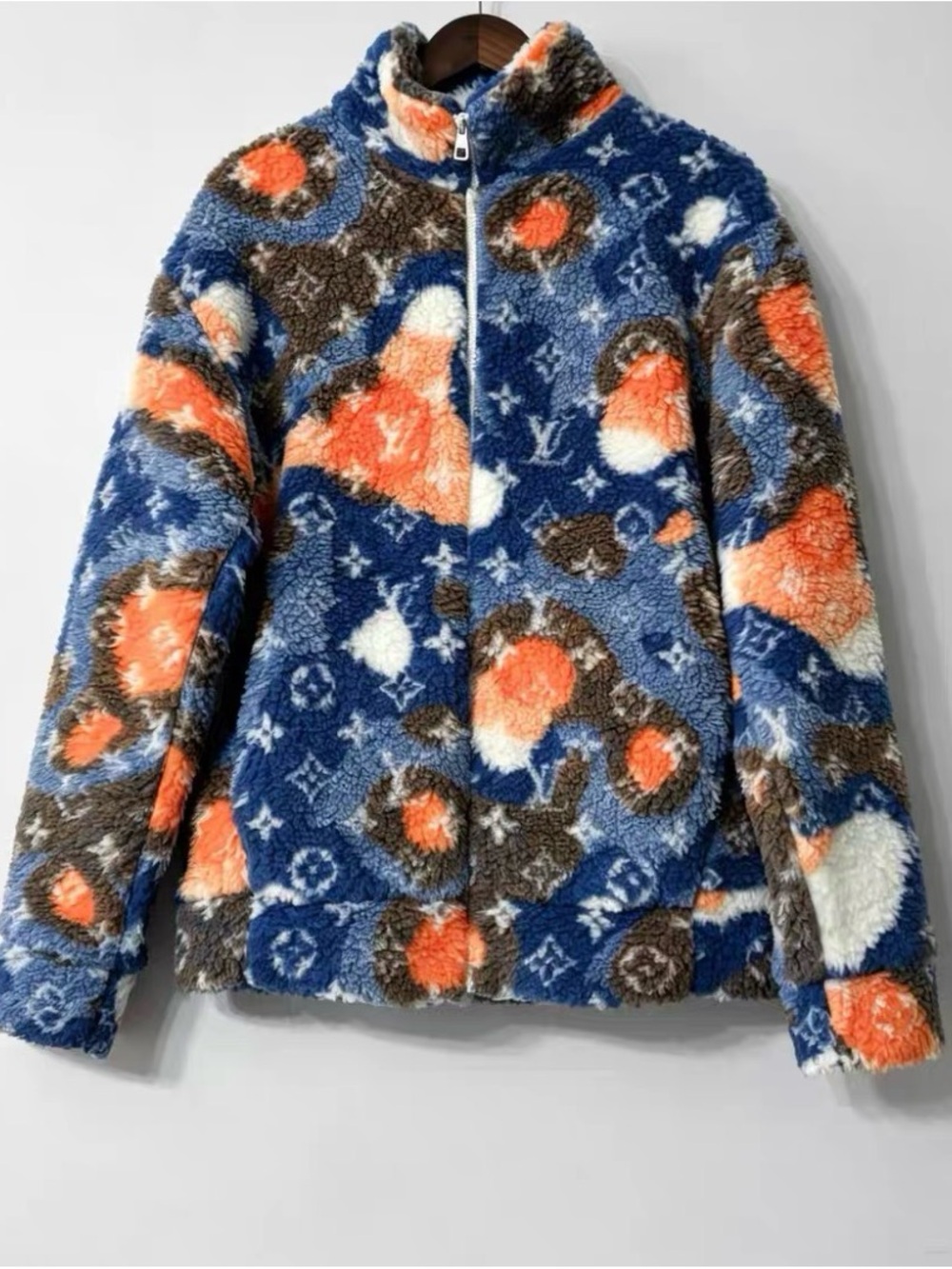 Louis Vuitton Multicolor Sherpa Puffer Jacket in Blue Orange Brown
